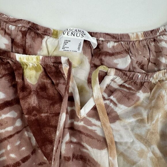 LASCANA By Venus Maxi Dress Tie Dye 3/4 Sleeve Boho Oversized Flowy Slits Sz L - Picture 9 of 16